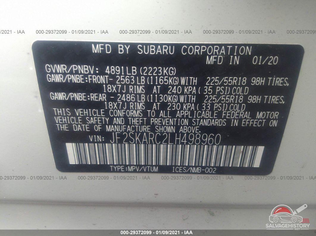 JF2SKARC2LH498960 2020 SUBARU FORESTER photo no. 9
