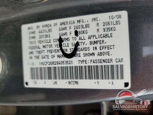 1HGCP26829A053521 2009 HONDA ACCORD photo no. 12