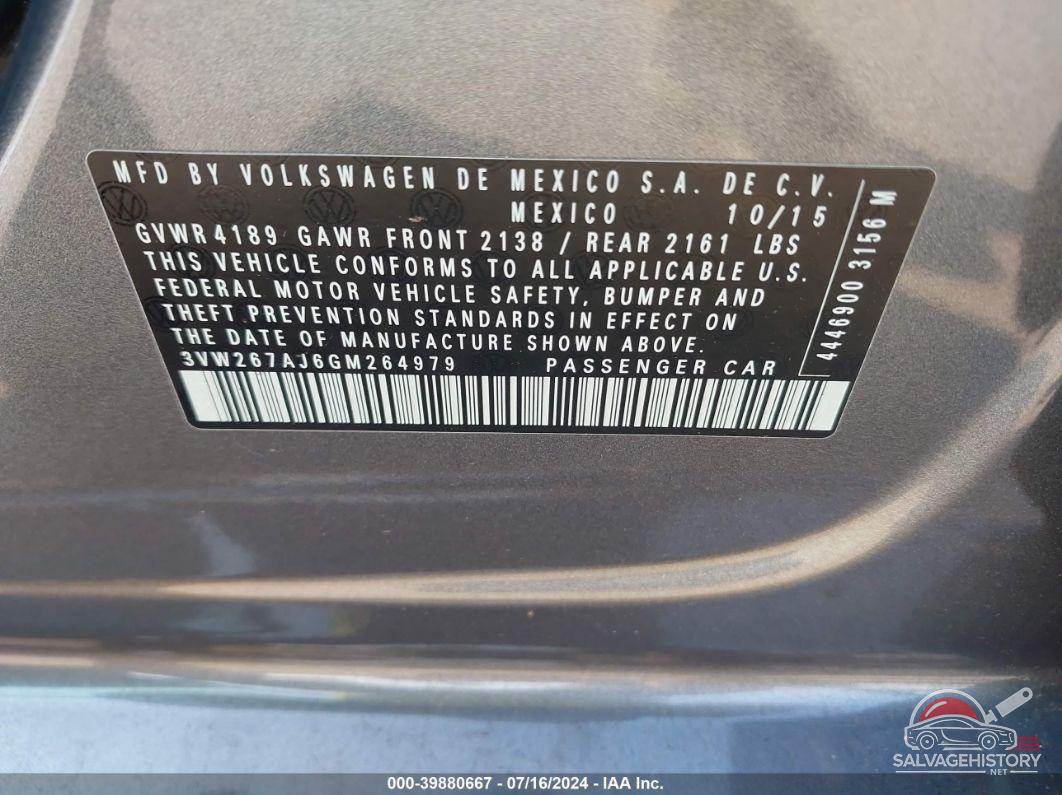 3VW267AJ6GM264979 2016 VOLKSWAGEN JETTA photo no. 9