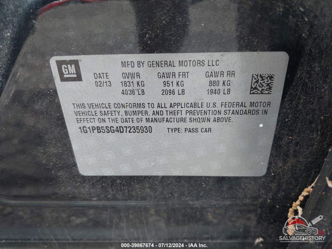 1G1PB5SG4D7235930 2013 CHEVROLET CRUZE photo no. 9