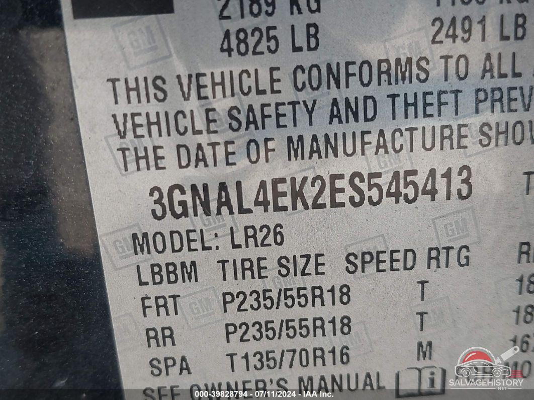 3GNAL4EK2ES545413 2014 CHEVROLET CAPTIVA photo no. 9