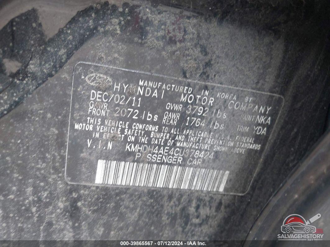 KMHDH4AE4CU378424 2012 HYUNDAI ELANTRA photo no. 9