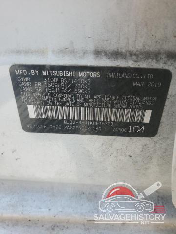 ML32F3FJ1KHF15303 2019 MITSUBISHI MIRAGE photo no. 13