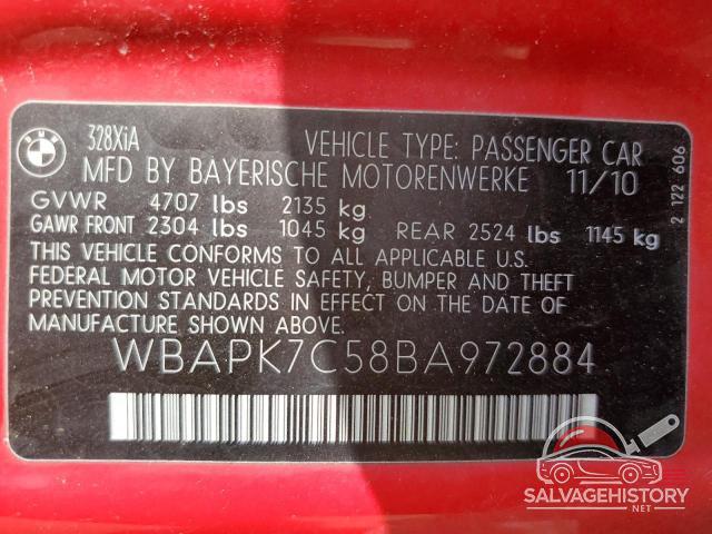 WBAPK7C58BA972884 2011 BMW 3 SERIES photo no. 12