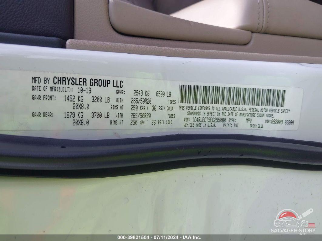 1C4RJECT9EC295080 2014 JEEP GRAND CHEROKEE photo no. 9