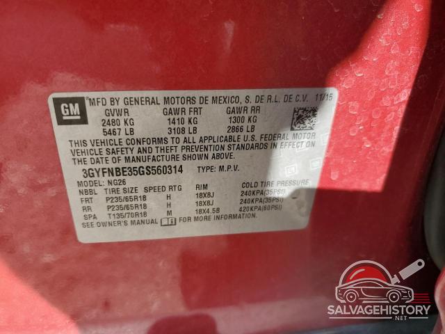 3GYFNBE35GS560314 2016 CADILLAC SRX photo no. 11