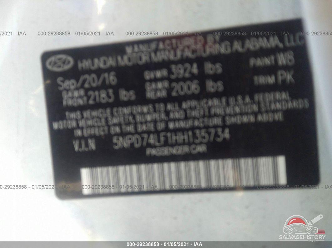 5NPD74LF1HH135734 2017 HYUNDAI ELANTRA photo no. 9