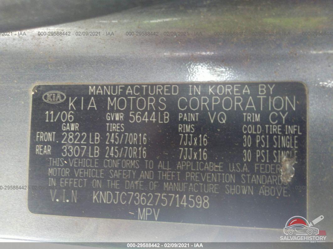 KNDJC736275714598 2007 KIA SORENTO photo no. 9
