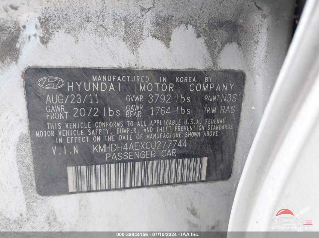 KMHDH4AEXCU277744 2012 HYUNDAI ELANTRA photo no. 9