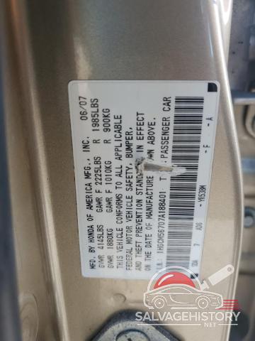 1HGCM56707A188401 2007 HONDA ACCORD photo no. 12