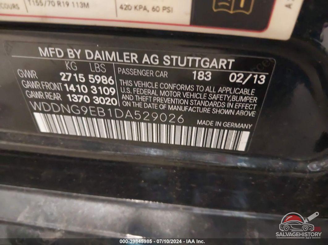 WDDNG9EB1DA529026 2013 MERCEDES-BENZ S 550 photo no. 9