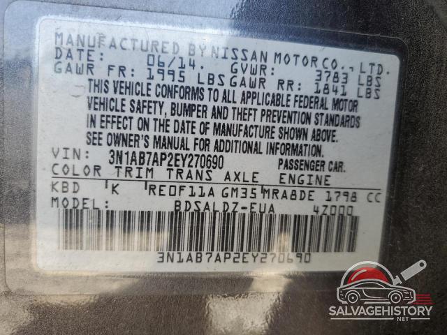 3N1AB7AP2EY270690 2014 NISSAN SENTRA photo no. 12
