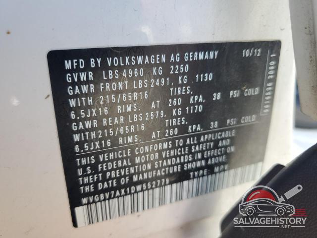 WVGBV7AX1DW552779 2013 VOLKSWAGEN TIGUAN photo no. 14