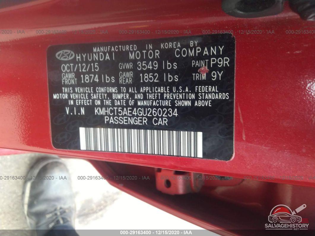 KMHCT5AE4GU260234 2016 HYUNDAI ACCENT photo no. 9