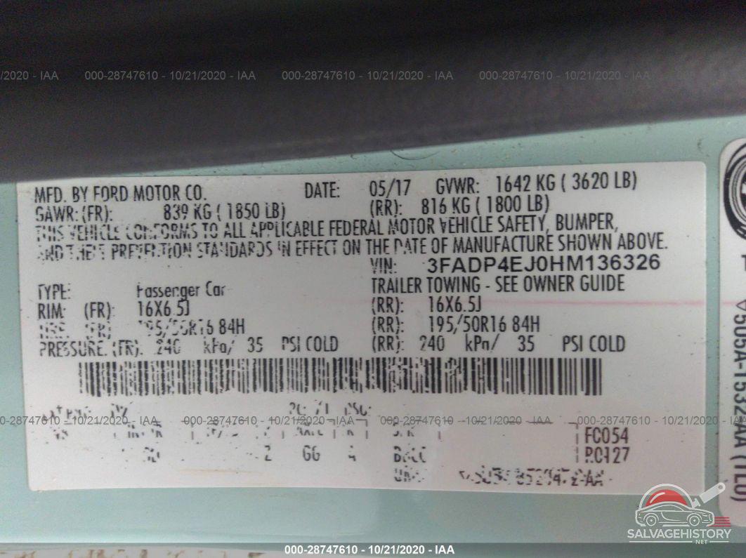 3FADP4EJ0HM136326 2017 FORD FIESTA photo no. 9