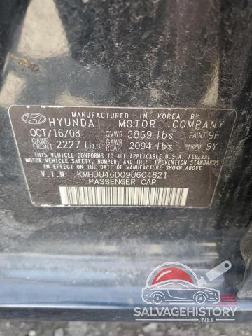 KMHDU46D09U604821 2009 HYUNDAI ELANTRA photo no. 12