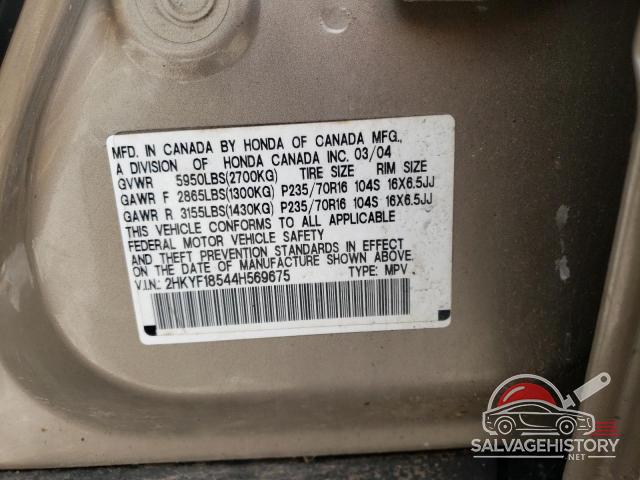 2HKYF18544H569675 2004 HONDA PILOT photo no. 14