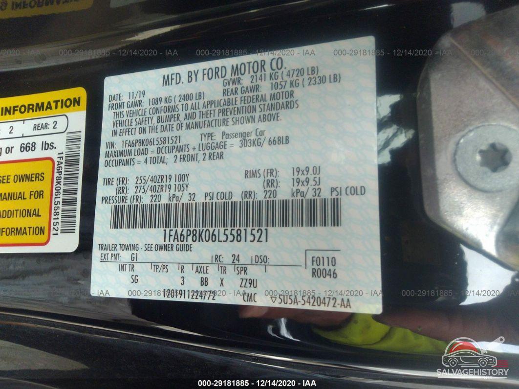 1FA6P8K06L5581521 2020 FORD MUSTANG photo no. 9