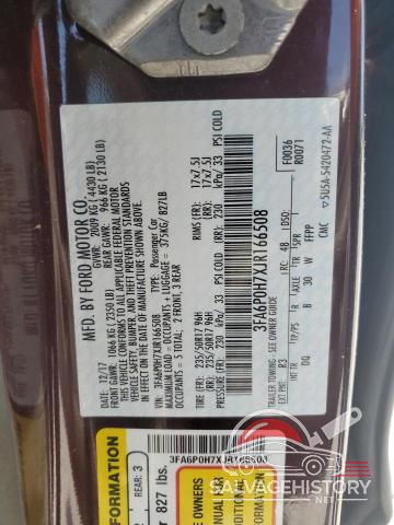 3FA6P0H7XJR166508 2018 FORD FUSION photo no. 12