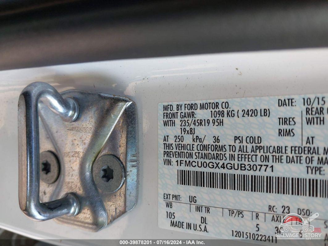 1FMCU0GX4GUB30771 2016 FORD ESCAPE photo no. 9