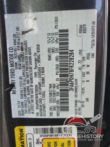 3FA6P0H78FR228284 2015 FORD FUSION photo no. 12
