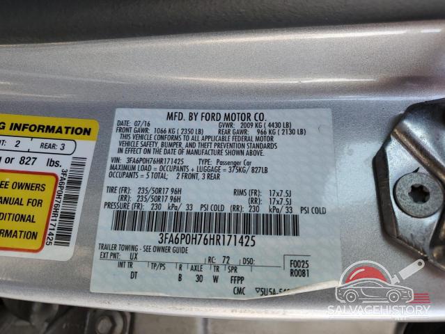3FA6P0H76HR171425 2017 FORD FUSION photo no. 12