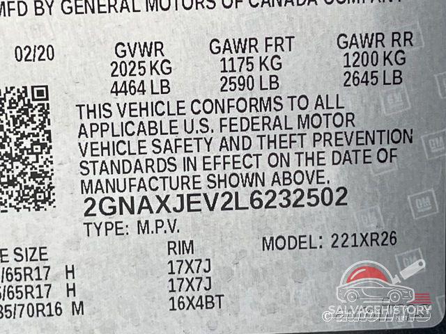2GNAXJEV2L6232502 2020 CHEVROLET EQUINOX photo no. 4