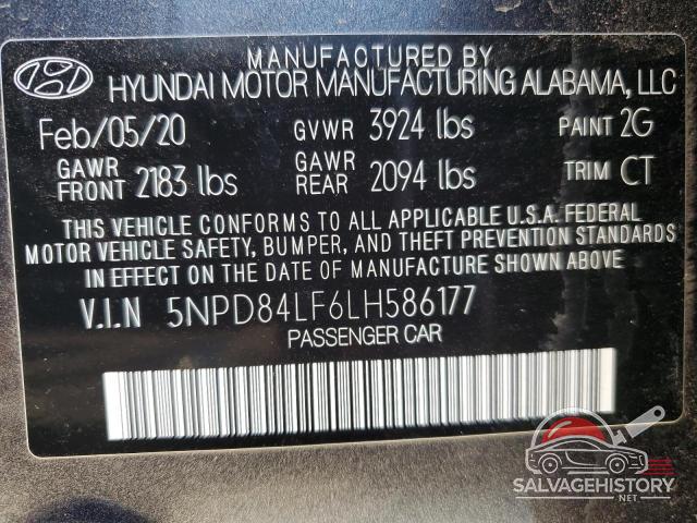 5NPD84LF6LH586177 2020 HYUNDAI ELANTRA photo no. 12