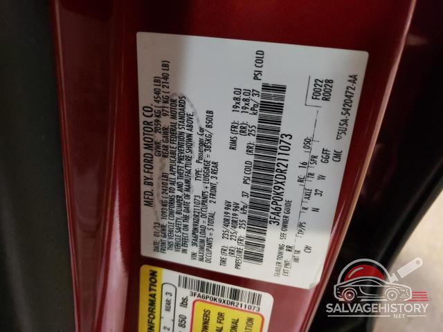 3FA6P0K9XDR211073 2013 FORD FUSION photo no. 12