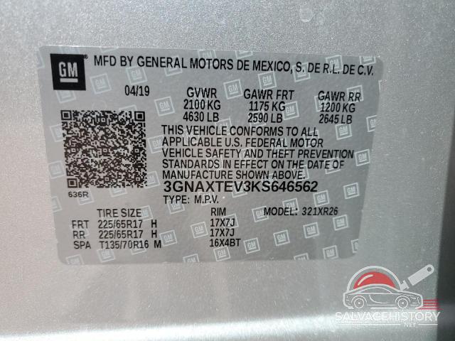 3GNAXTEV3KS646562 2019 CHEVROLET EQUINOX photo no. 14