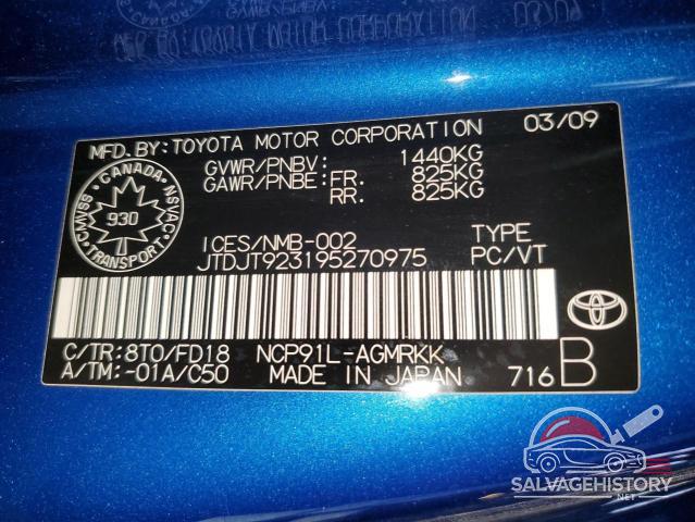 JTDJT923195270975 2009 TOYOTA YARIS photo no. 12
