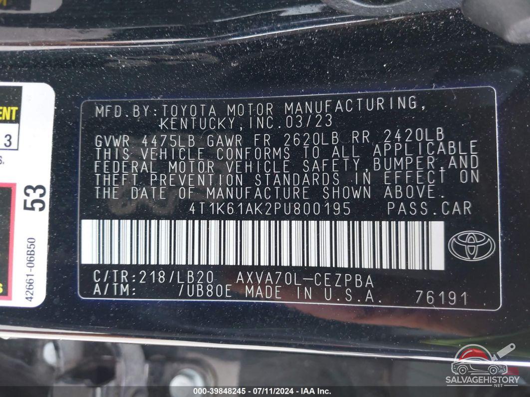4T1K61AK2PU800195 2023 TOYOTA CAMRY photo no. 9