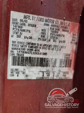 1FTRW07L52KE41085 2002 FORD F-150 photo no. 13