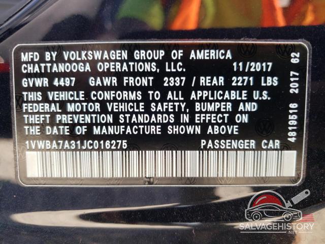 1VWBA7A31JC016275 2018 VOLKSWAGEN PASSAT photo no. 12