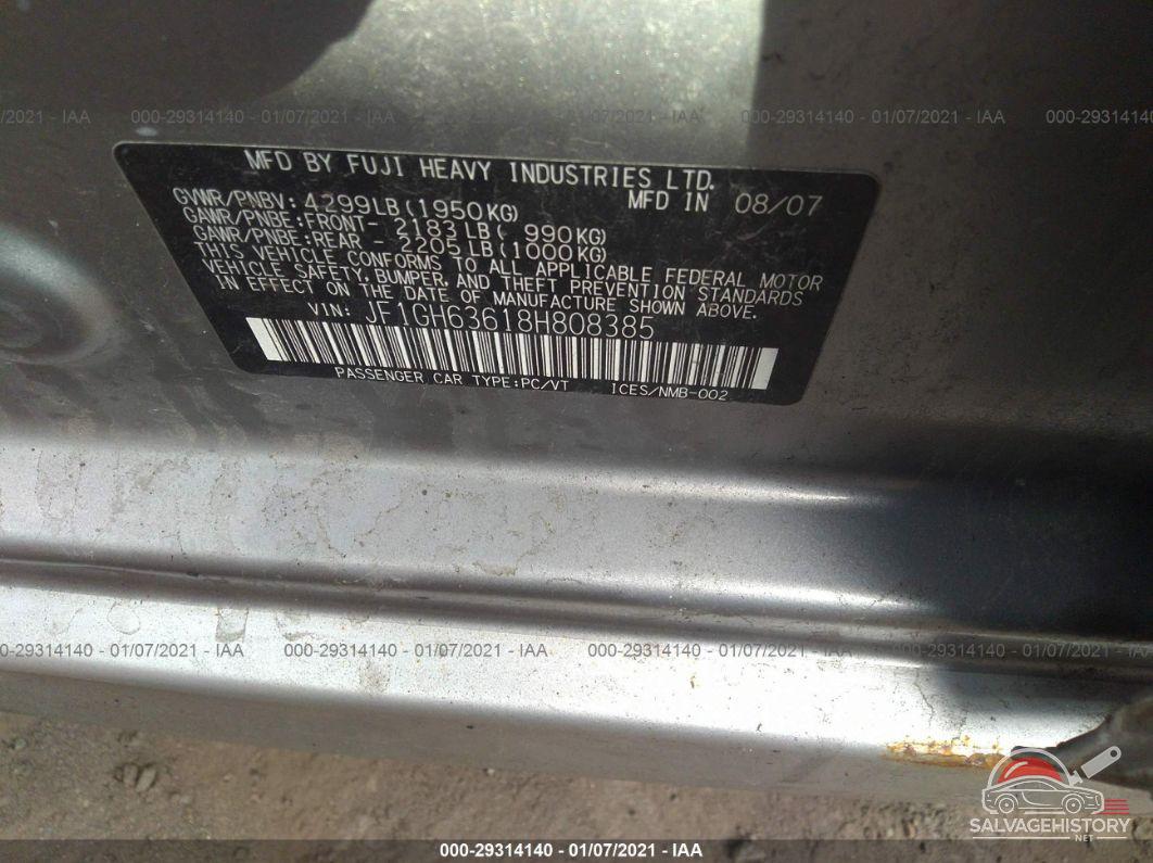 JF1GH63618H808385 2008 SUBARU IMPREZA WAGON photo no. 9