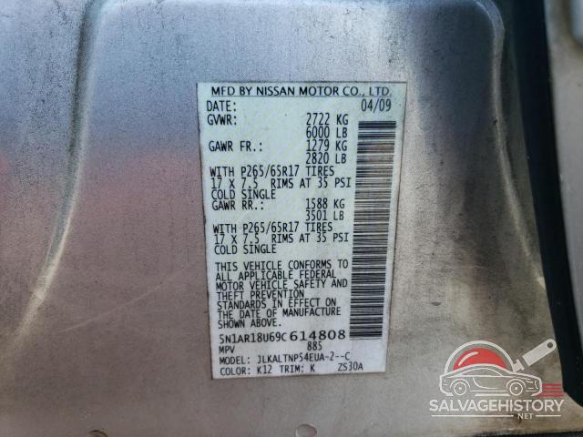 5N1AR18U69C614808 2009 NISSAN PATHFINDER photo no. 13