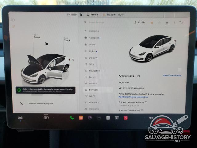 5YJ3E1EA2NF240259 2022 TESLA MODEL 3 photo no. 9