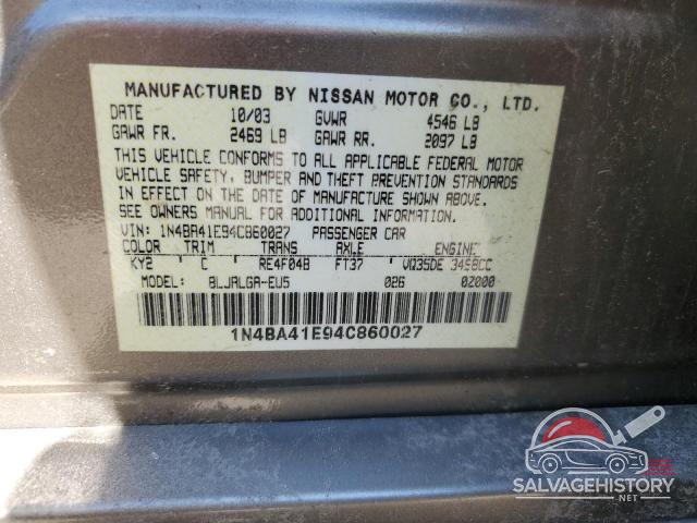 1N4BA41E94C860027 2004 NISSAN MAXIMA photo no. 12