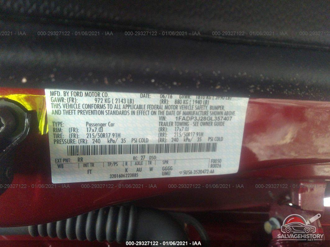 1FADP3J28GL357407 2016 FORD FOCUS photo no. 9