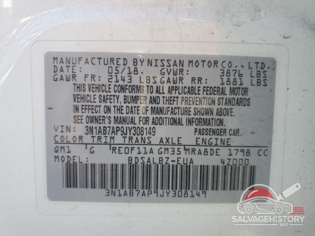 3N1AB7AP9JY308149 2018 NISSAN SENTRA photo no. 13