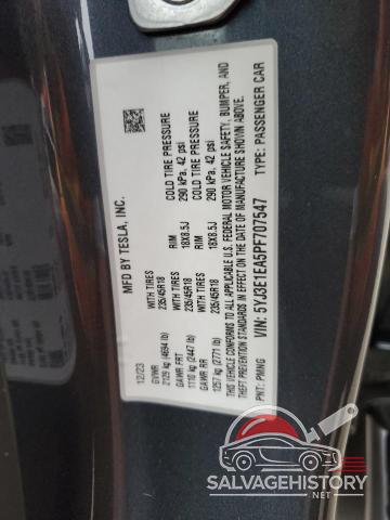 5YJ3E1EA5PF707547 2023 TESLA MODEL 3 photo no. 12
