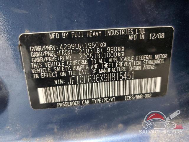 JF1GH636X9H815451 2009 SUBARU IMPREZA photo no. 13
