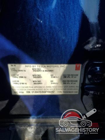 5YJSA1E45GF156392 2016 TESLA MODEL S photo no. 13