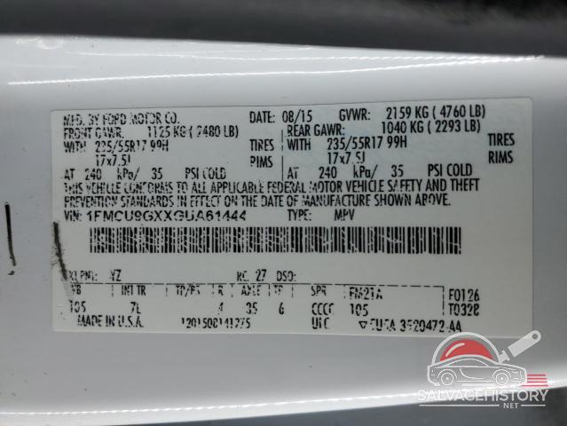 1FMCU9GXXGUA61444 2016 FORD ESCAPE photo no. 13