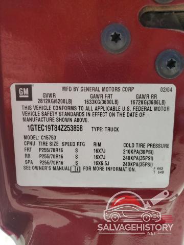 1GTEC19T84Z253858 2004 GMC SIERRA photo no. 12