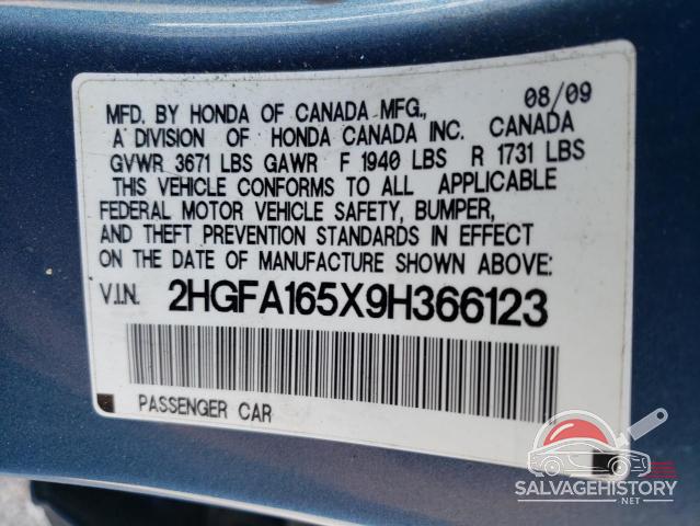 2HGFA165X9H366123 2009 HONDA CIVIC photo no. 14