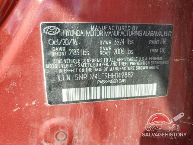 5NPD74LF9HH149882 2017 HYUNDAI ELANTRA photo no. 12