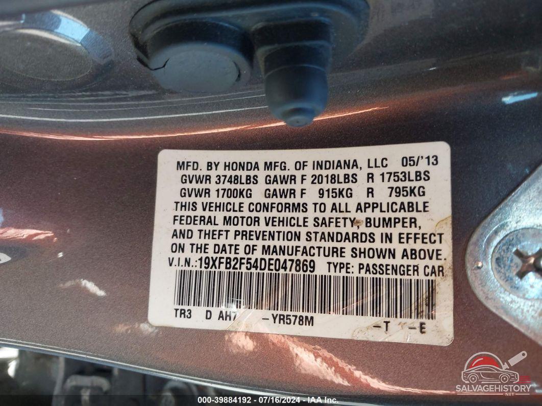 19XFB2F54DE047869 2013 HONDA CIVIC photo no. 9