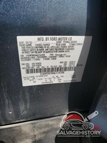 1FAHP2KT0AG154398 2010 FORD TAURUS photo no. 12