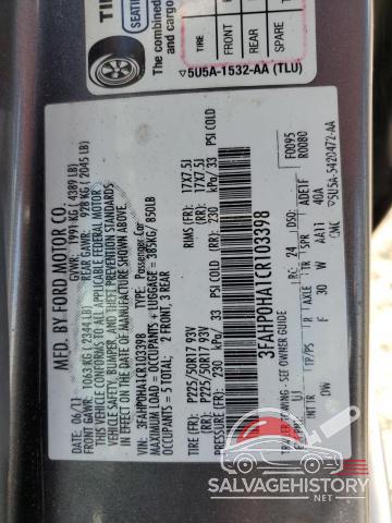 3FAHP0HA1CR103398 2012 FORD ALL Models photo no. 13
